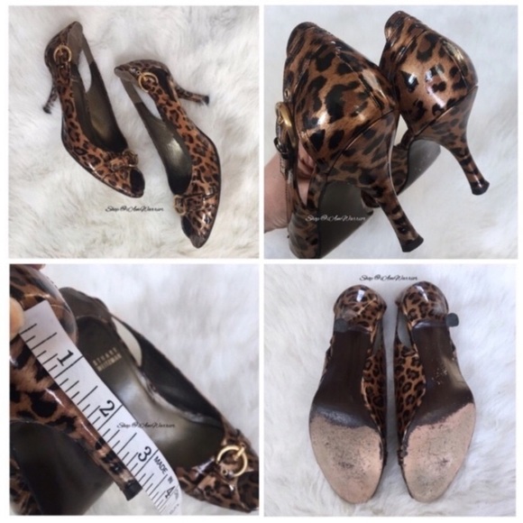 Stuart Weitzman leopard print buckle peeptoe heels *shop@iamwarrior - Picture 8 of 9